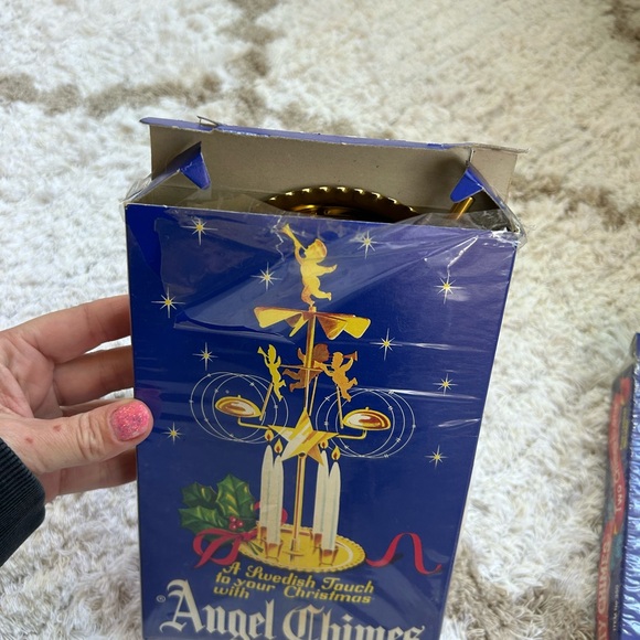 New in box Vintage Swedish Angel Party Chimes Christmas Decor Kitschy Gold MCM - Picture 10 of 11
